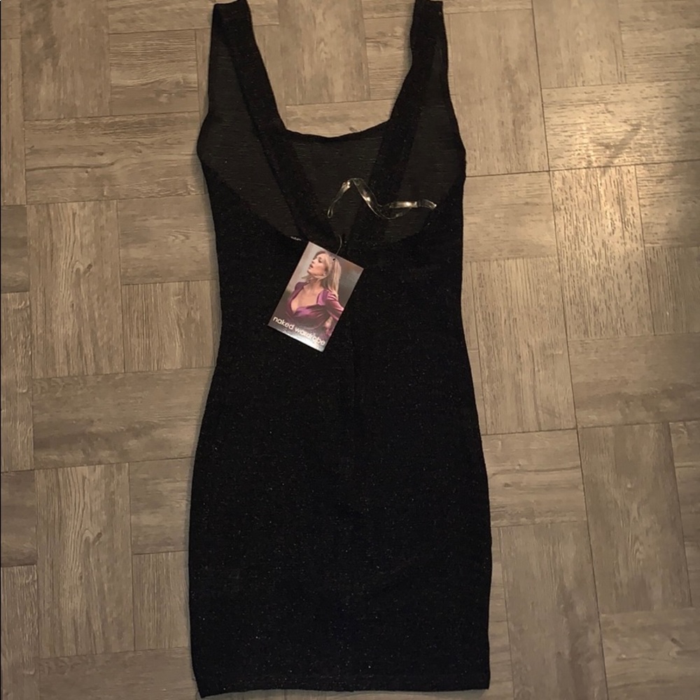 Sparkly low cut black dress